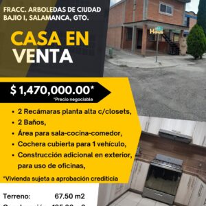 FRACC. ARBOLEDAS DE CIUDAD BAJIO I, SALAMANCA, GTO. CASA EN VENTA
